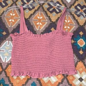 Pink scrunched crop top